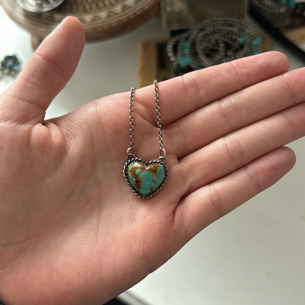 Sterling silver turquoise heart necklace